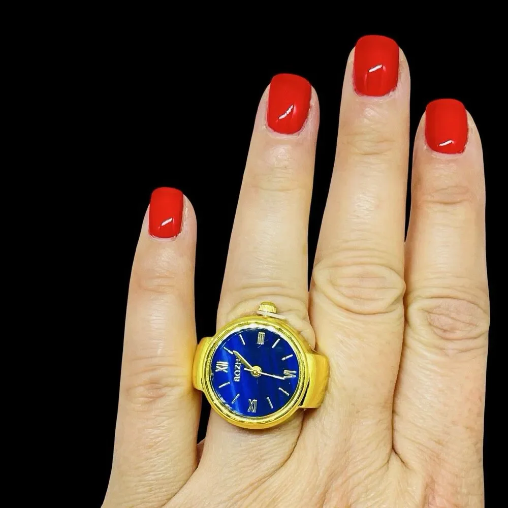 BOZHI Ring Watch Gold Design With Crystals New